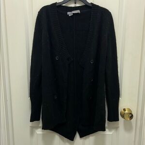 Black Double-Breasted Cardigan Sweater